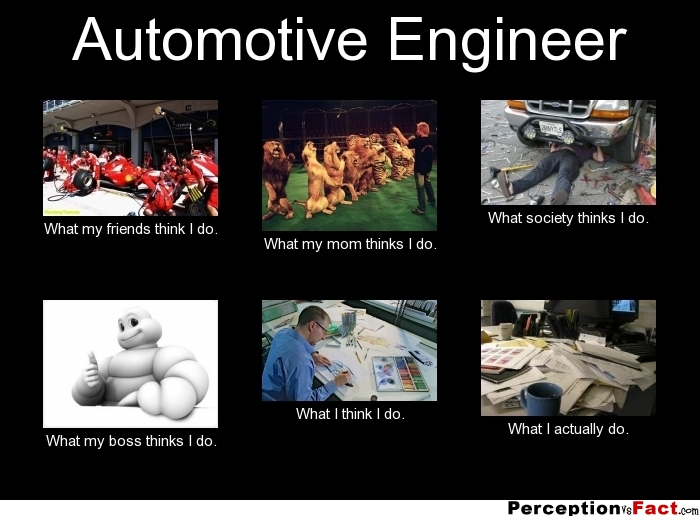 Automotive Engineer... What people think I do, what I really do