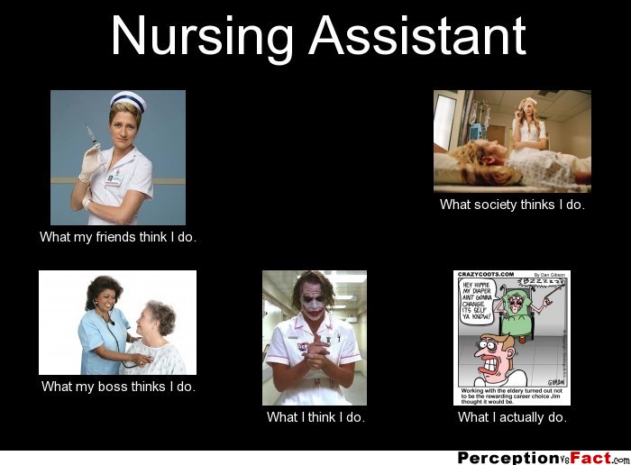 Nursing Assistant What People Think I Do What I Really Do Perception Vs Fact