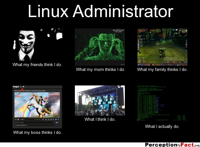 Linux Administrator... - What people think I do, what I really do ...